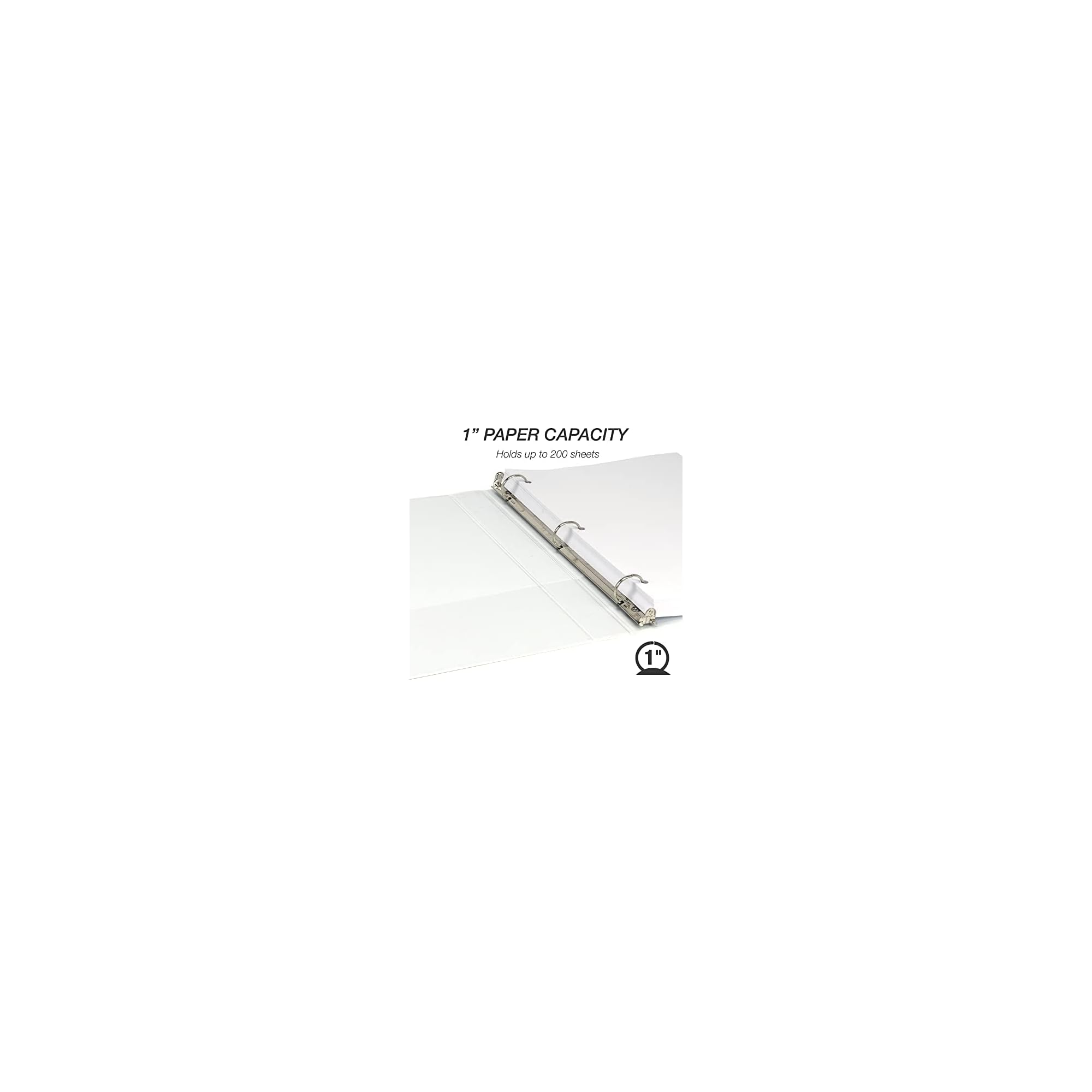 Samsill 1 Inch 3 Ring Binders, Made in USA, Economy Round Ring, Clear View Cover, 200 Sheet Capacity - for School, Home, Office - White, 12 Pack