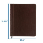 Samsill Vintage Zippered Leather Binder, 1 Inch Round Ring, Letter Size 8.5x11 Documents, Contrast Stitching, Professional Organizer Portfolio, Planner, Brown