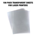 Samsill 100 Pack Transparent Printer Sheets, Projector Film, Clear Transparency Film for Laser Jet Printers, 8.5 x 11 Inch Sheets - Black Image Only,