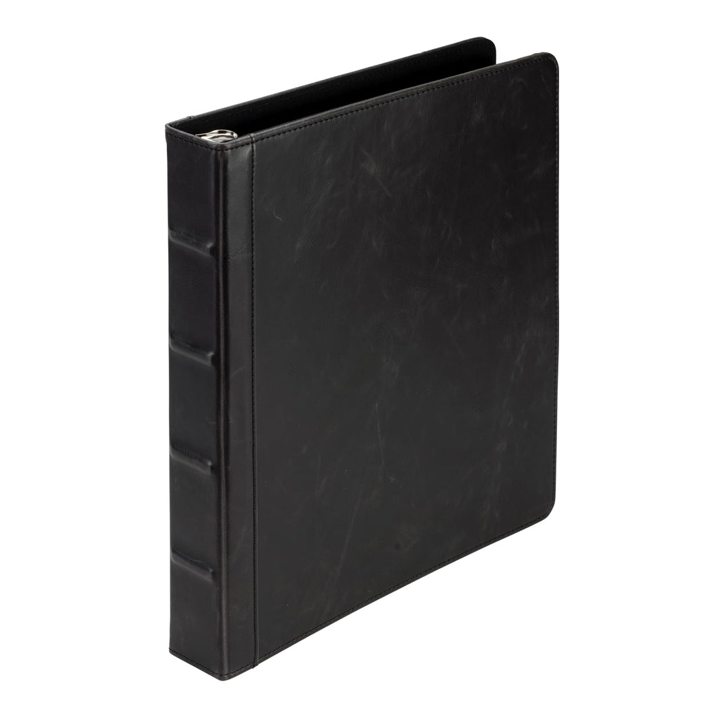 Samsill Vintage Leather Binder, 1 Inch Round Ring (Holds 200 Sheets), Letter Size 8.5x11 Documents, Professional Organizer Portfolio, No Zipper, Black