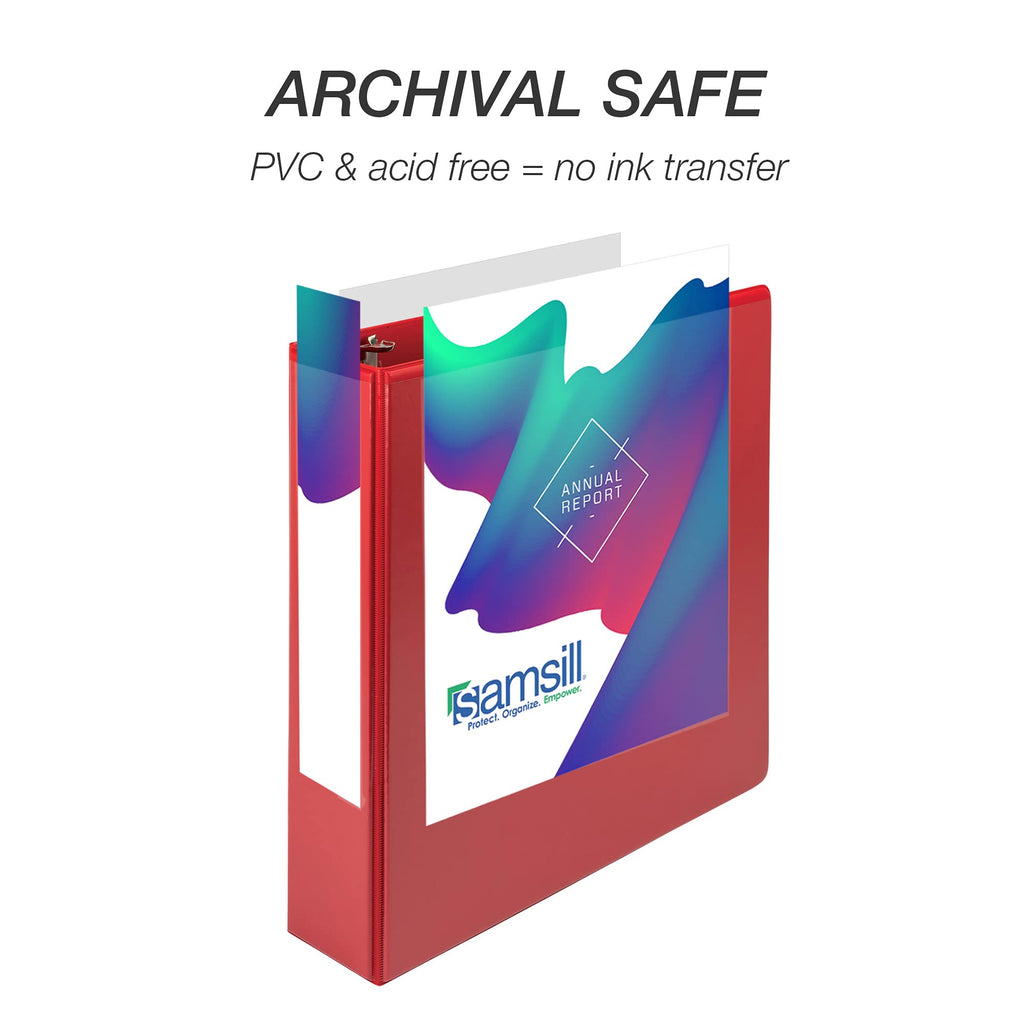 Samsill Durable 2 inch 3 Ring Binder, D Ring Binder, 100% Recycled Chipboard, Red