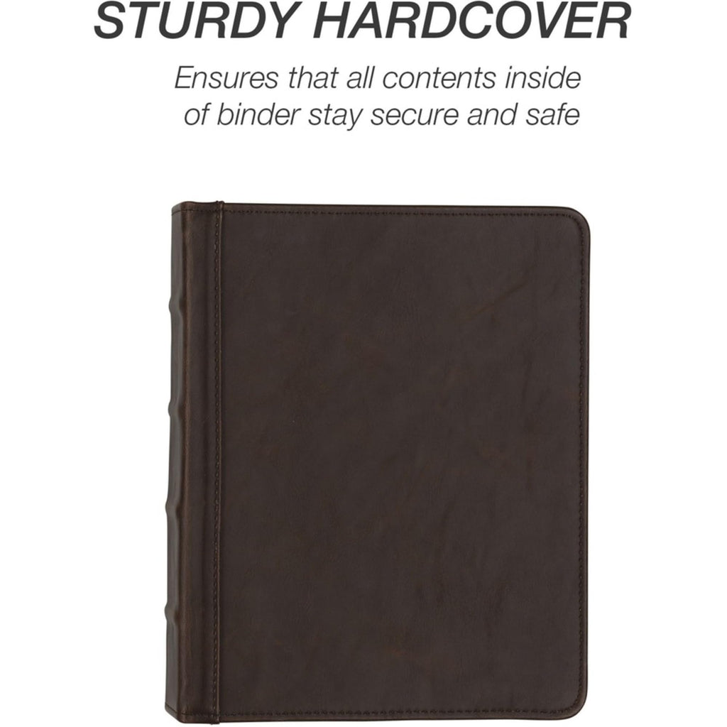 Samsill Vintage Leather Mini 3 Ring Binder 1 Inch Round Ring (Holds 200 Sheets), 5.5 x 8.5 Inch Documents, Professional Organizer, Planner, Notebook, Brown