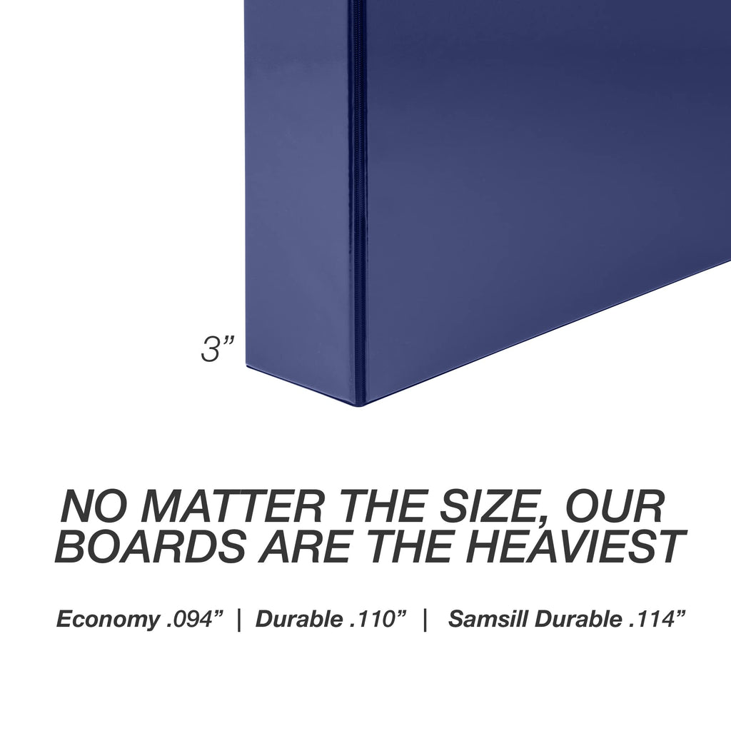 Samsill Durable 3 inch 3 Ring Binder, Made in USA, D Ring Binder, 100% Recycled Chipboard, Blue, 4 Pack