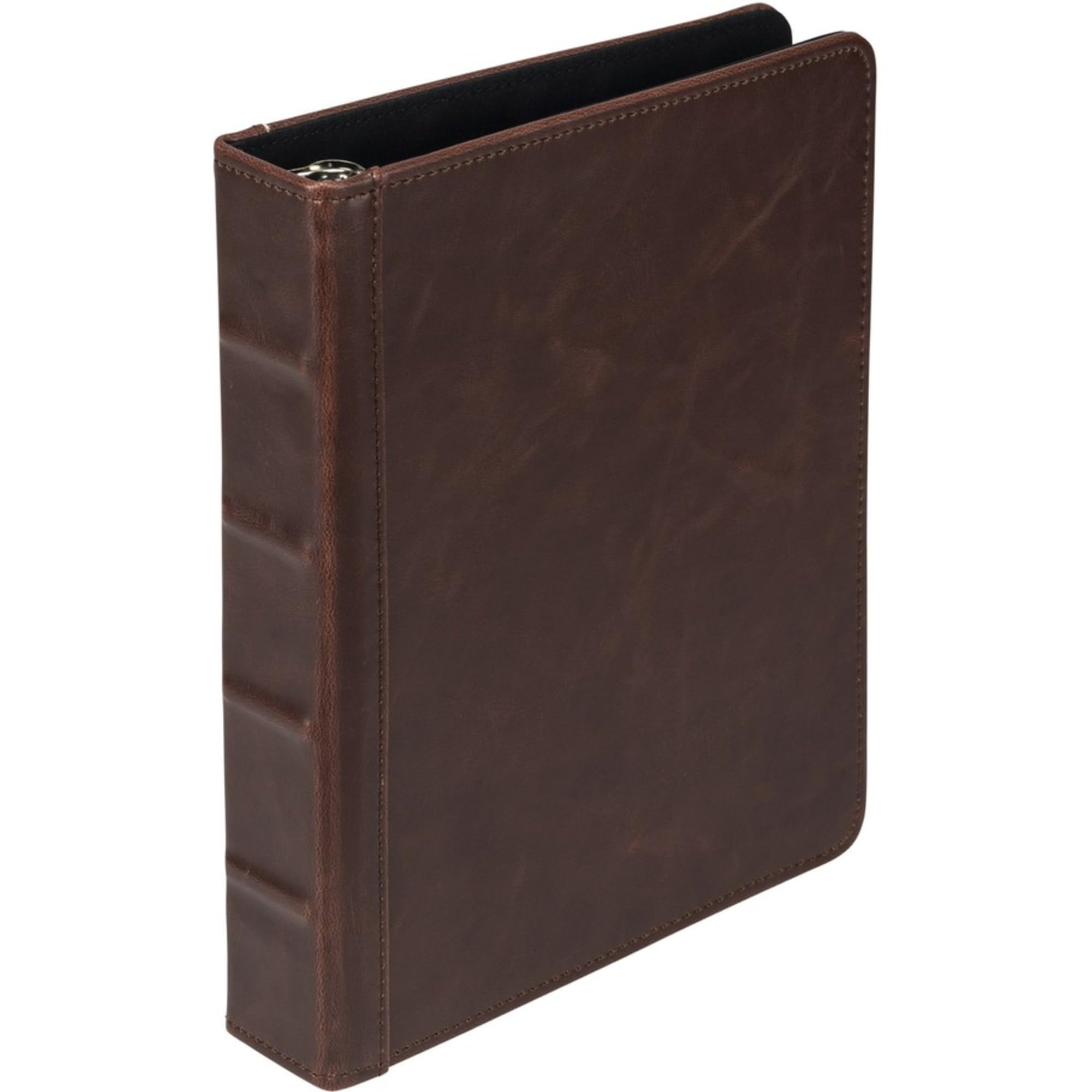 Samsill Vintage Leather Mini 3 Ring Binder 1 Inch Round Ring (Holds 200 Sheets), 5.5 x 8.5 Inch Documents, Professional Organizer, Planner, Notebook, Brown
