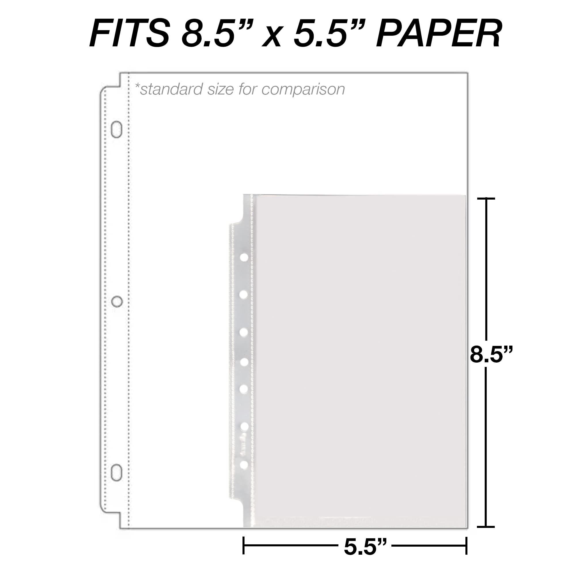 Samsill Mini Sheet Protectors 200 Pack, 5.5 x 8.5 Inch Page Protectors for Mini 3 Ring Binder, Heavy Duty, Clear Protector Sheets, 7 Hole, Top Loading, Acid Free