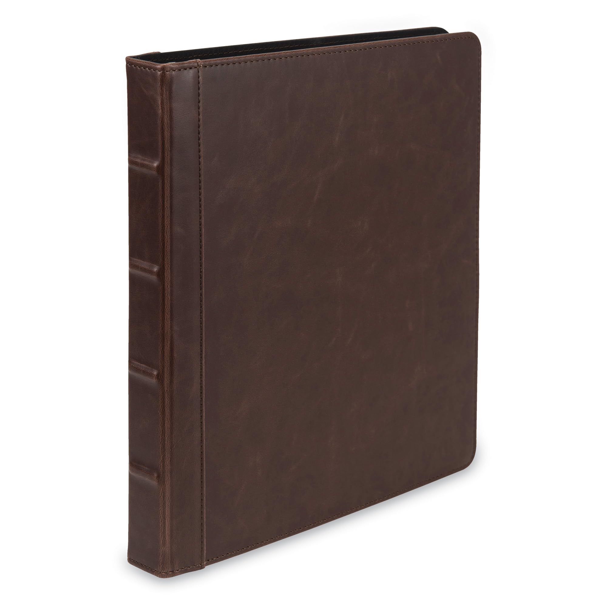 Samsill Vintage Leather Binder, 0.5 Inch Round Ring (Holds 100 Sheets), Letter Size 8.5x11 Documents, Professional Organizer Portfolio, No Zipper, Brown