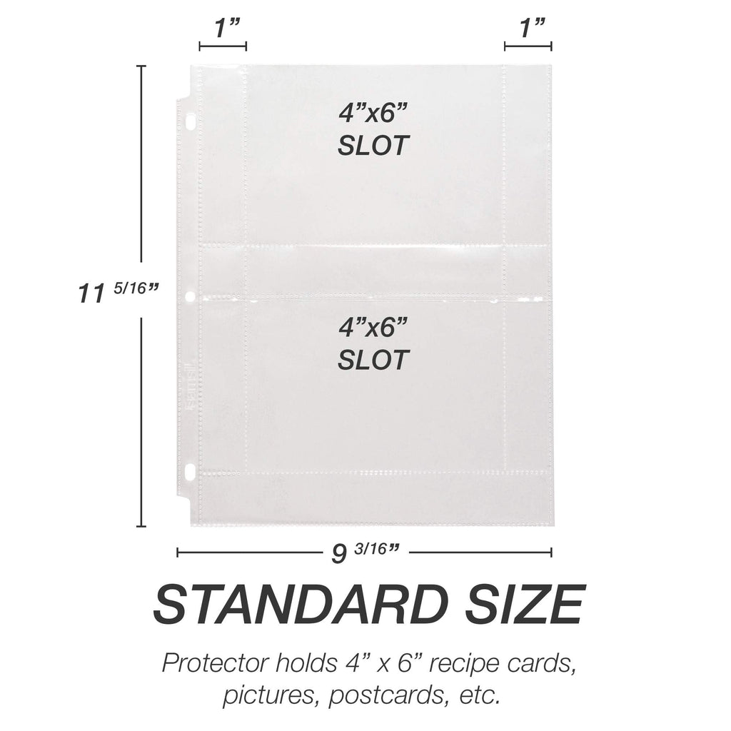 Samsill Recipe Card Page Protectors for 8.5 x 11 Recipe Binder, 4 x 6 Pockets, 2 Pockets, 50 Count, Recipe Book Pocket Page Refill Sheets, Side Margin Loading, for 8.5 x 11 Standard 3 Ring Binders