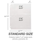 Samsill Recipe Card Page Protectors for 8.5 x 11 Recipe Binder, 4 x 6 Pockets, 2 Pockets, 50 Count, Recipe Book Pocket Page Refill Sheets, Side Margin Loading, for 8.5 x 11 Standard 3 Ring Binders