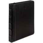 Samsill Vintage Leather Binder, Zippered, 1 Inch Round Ring, Letter Size 8.5x11 Documents, Contrast Stitching, Professional Organizer Portfolio, Planner, Black