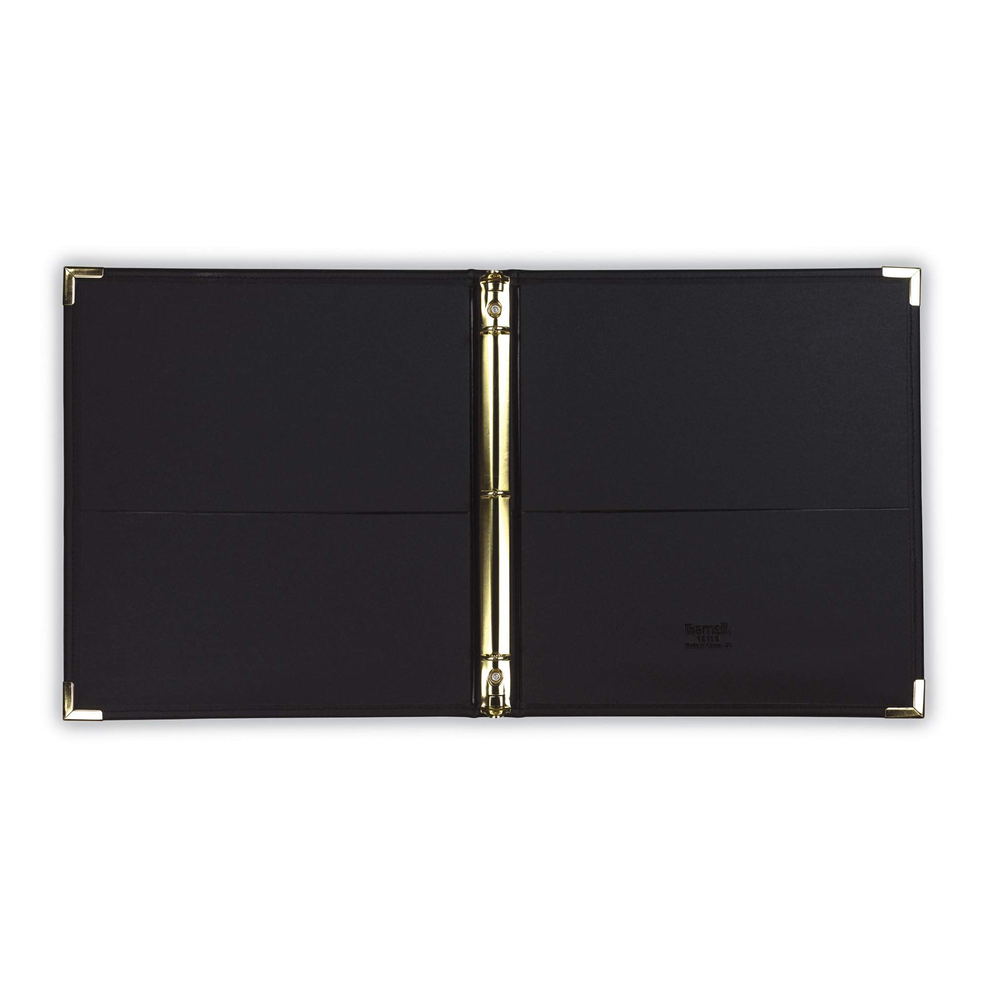 Samsill Classic Collection Leather 3 Ring Binder, Executive Presentation Portfolio, 0.5 Inch (Holds 100 Sheets), Brass Round Ring, Black