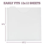 Samsill Scrapbook Storage Organizer Folders 12x12 Inch, 12 Pack, Paper Files with Customizable Tabs, Includes 12 Blank White tabs, Top-Loading, Heavy-Duty Files, Super Clear