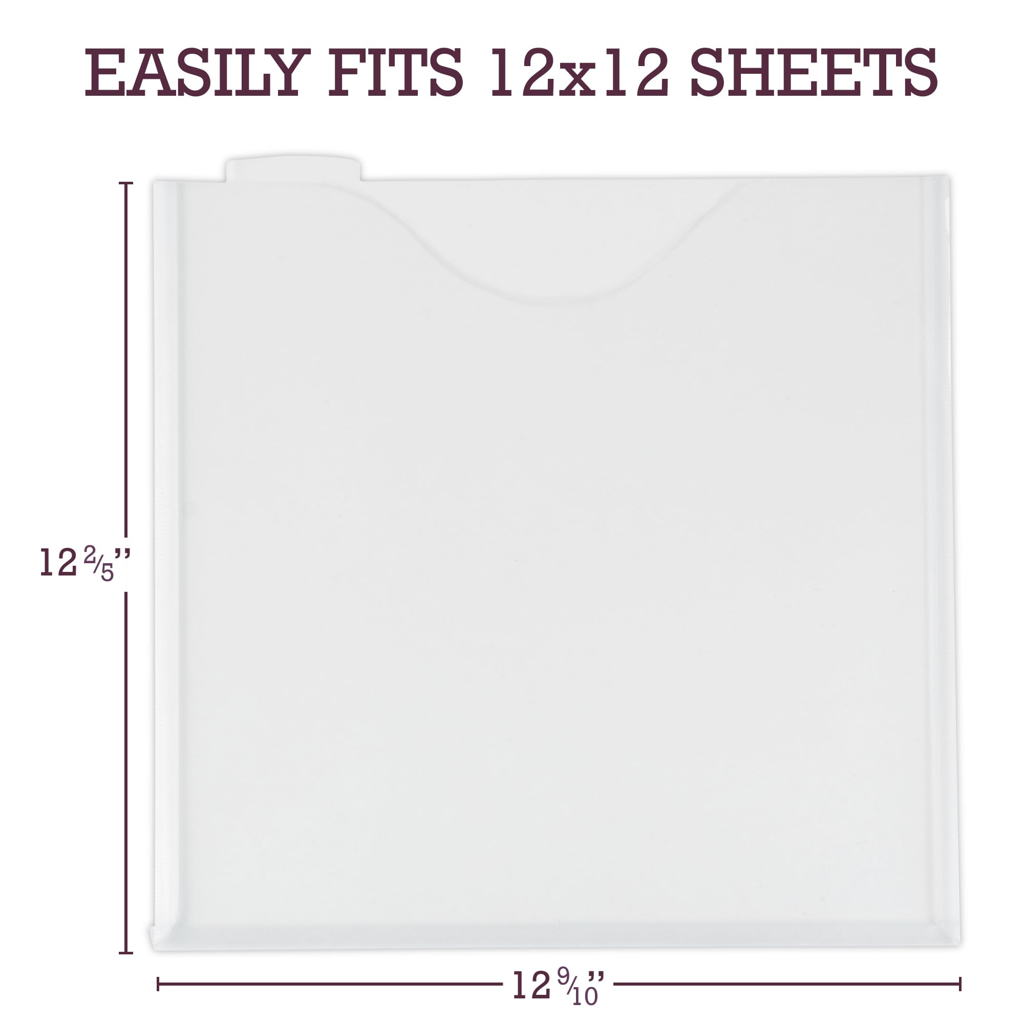 Samsill Scrapbook Storage Organizer Folders 12x12 Inch, 12 Pack, Paper Files with Customizable Tabs, Includes 12 Blank White tabs, Top-Loading, Heavy-Duty Files, Super Clear