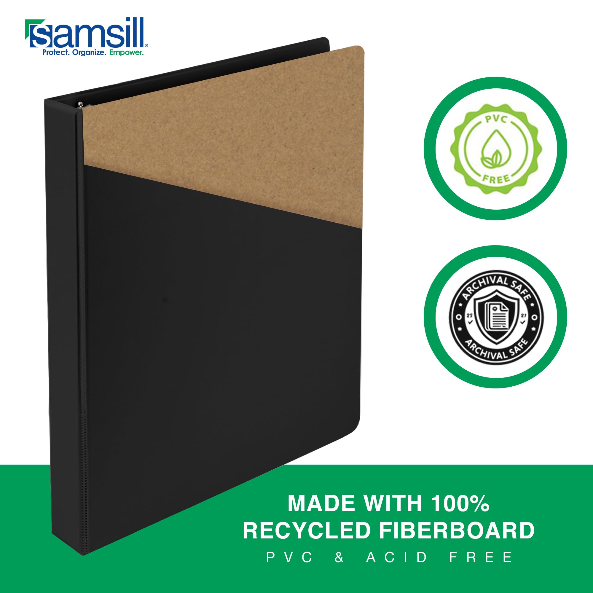 Samsill 1 Inch 3 Ring Binders, Made in USA, Economy Round Ring, Clear View Cover, 200 Sheet Capacity - for School, Home, Office - Black, 24 Pack