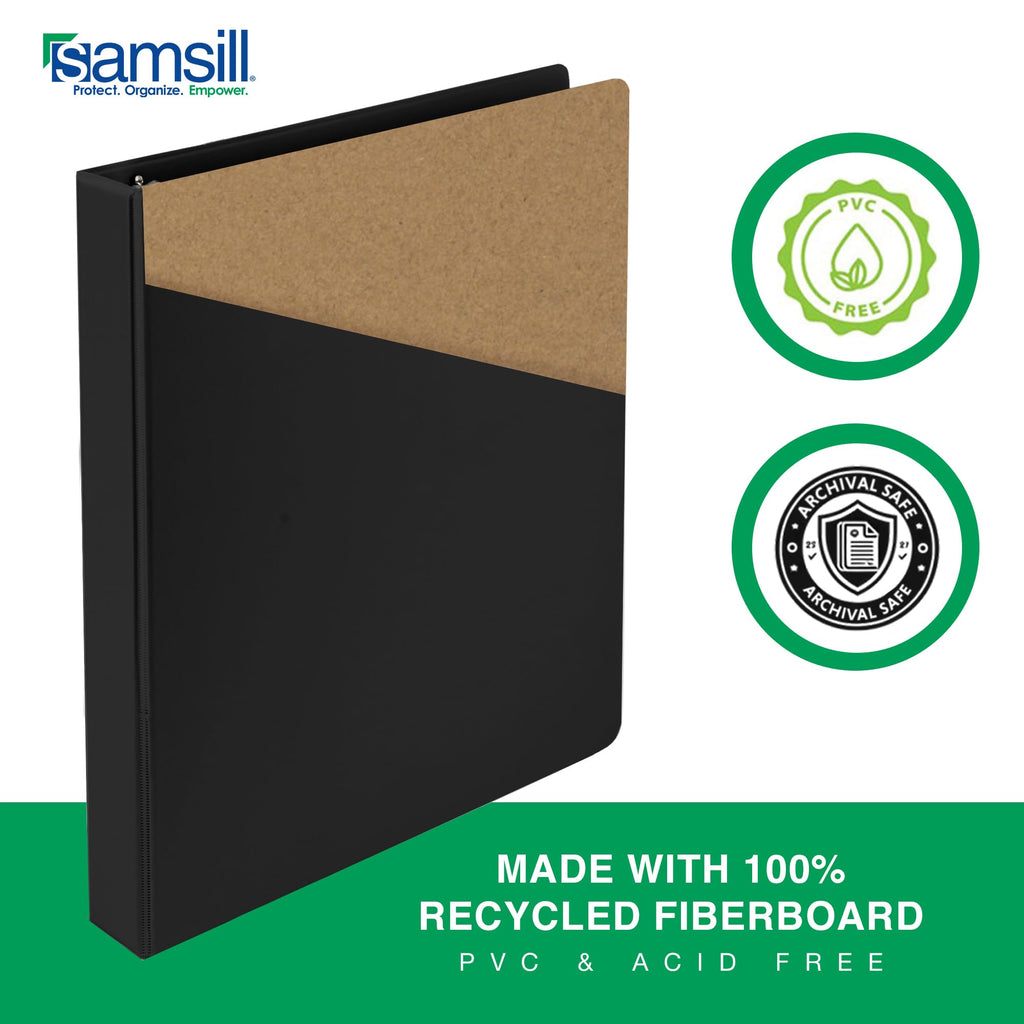Samsill 2 Inch 3 Ring Binders, Economy Round Ring, Clear View Cover, 425 Sheet Capacity - for School, Home, Office - Black, 12 Pack