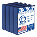 Samsill 1.5 Inch 3 Ring Binders, Made in USA, Economy Round Ring, Clear View Cover, 325 Sheet Capacity - for School, Home, Office - Blue, 4 Pack