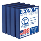 Samsill 1.5 Inch 3 Ring Binders, Made in USA, Economy Round Ring, Clear View Cover, 325 Sheet Capacity - for School, Home, Office - Blue, 4 Pack
