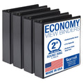 Samsill 2 Inch 3 Ring Binders, Made in USA, Economy Round Ring, Clear View Cover, 425 Sheet Capacity - for School, Home, Office - Black, 4 Pack