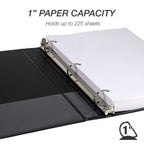 Samsill Durable 1 Inch Binder, Made in the USA, D Ring Binder, Customizable Clear View Cover, Black, 4 Pack, Each holds 225 Pages