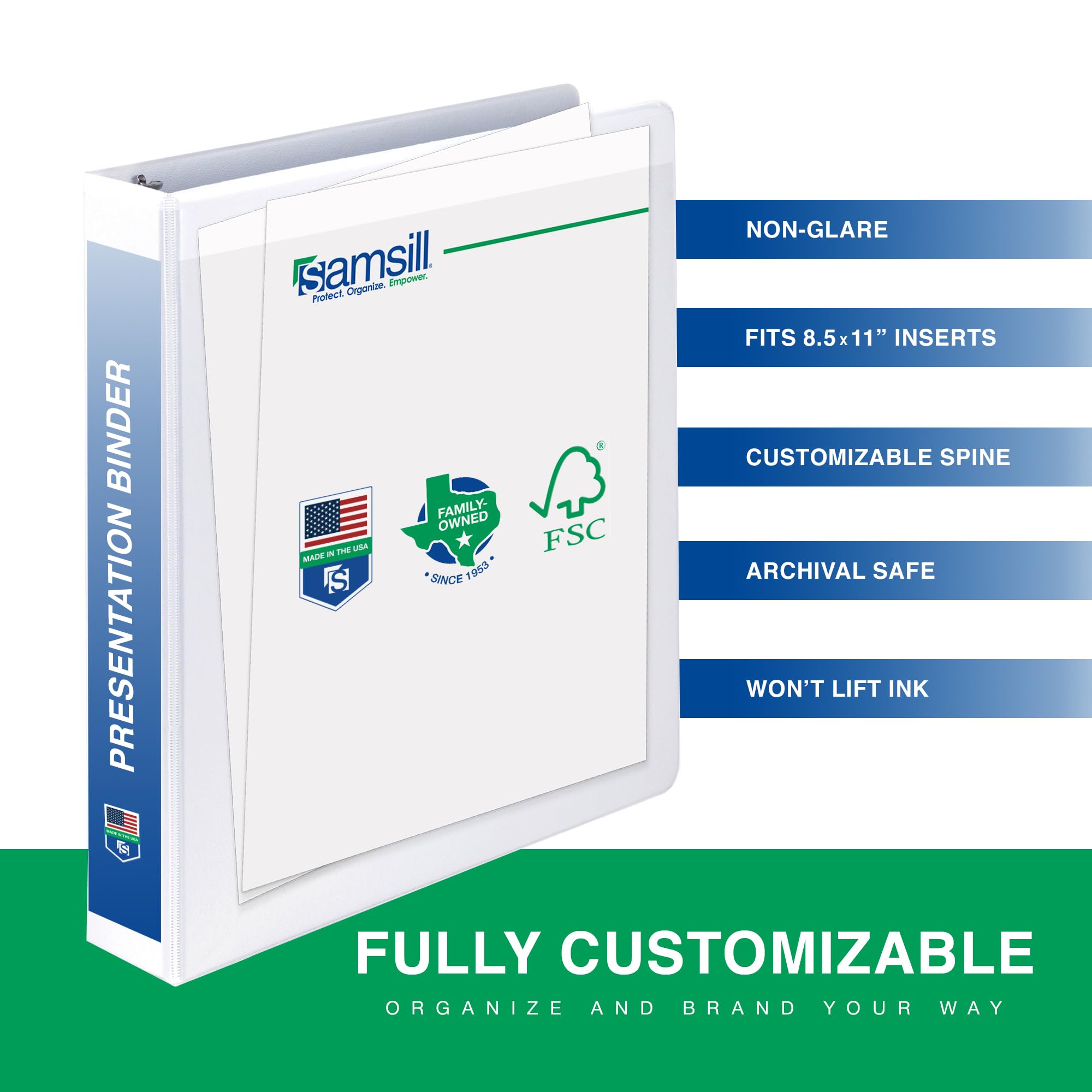 Samsill 1 Inch 3 Ring Binders, Economy Round Ring, Clear View Cover, 200 Sheet Capacity - for School, Home, Office - White, 24 Pack