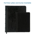 Samsill Vintage Leather Binder, Zippered, 1 Inch Round Ring, Letter Size 8.5x11 Documents, Contrast Stitching, Professional Organizer Portfolio, Planner, Black