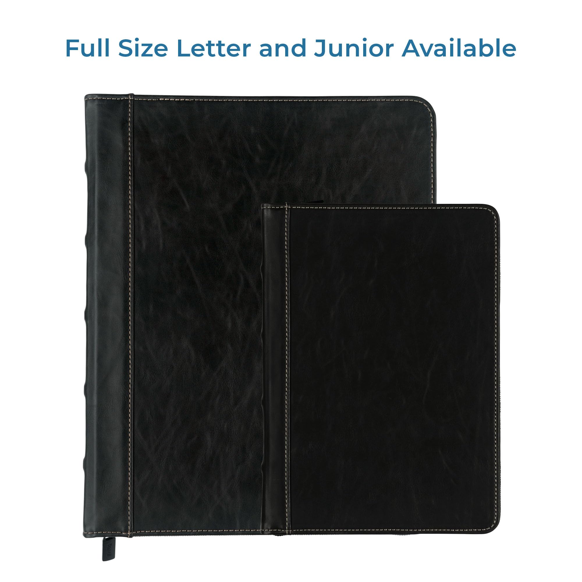 Samsill Vintage Leather Binder, Zippered, 1 Inch Round Ring, Letter Size 8.5x11 Documents, Contrast Stitching, Professional Organizer Portfolio, Planner, Black
