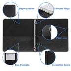 Samsill Vintage Leather 3 Ring Binder 0.5 Inch Round Ring (Holds 100 Sheets), 8.5 x 11 Inch Documents, Professional Organizer, Planner, Notebook, Black