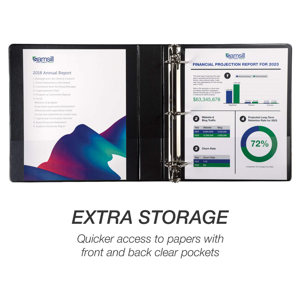Samsill Durable 1.5 inch 3 Ring Binder, Made in USA, D Ring Binder, 100% Recycled Chipboard, Black, 12 Pack
