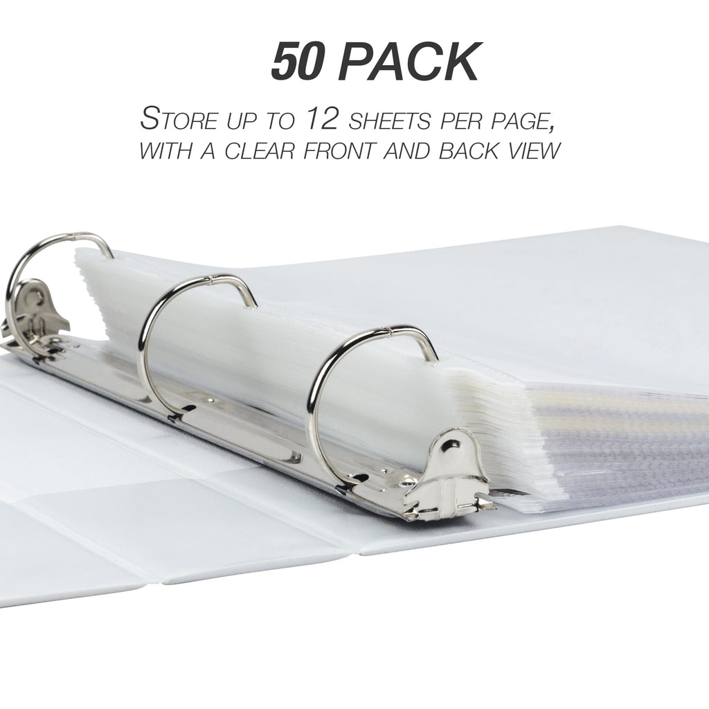 Samsill 50 Pack Heavy Duty Sheet Protectors, Non-Glare, 8.5x11 Inch Page Protectors for 3 Ring Binder, Letter Size Protectors with Reinforced Holes, Non-Glare Protector, Top Loading, Acid Free