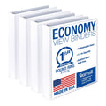 Samsill 1.5 Inch 3 Ring Binders, Made in USA, Economy Round Ring, Clear View Cover, 325 Sheet Capacity - for School, Home, Office - White, 4 Pack