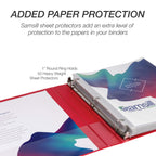 Samsill 8 Pack Durable 1 Inch 3 Ring Binders, Made in USA, Round Ring, Clear View Cover for Presentations, Red