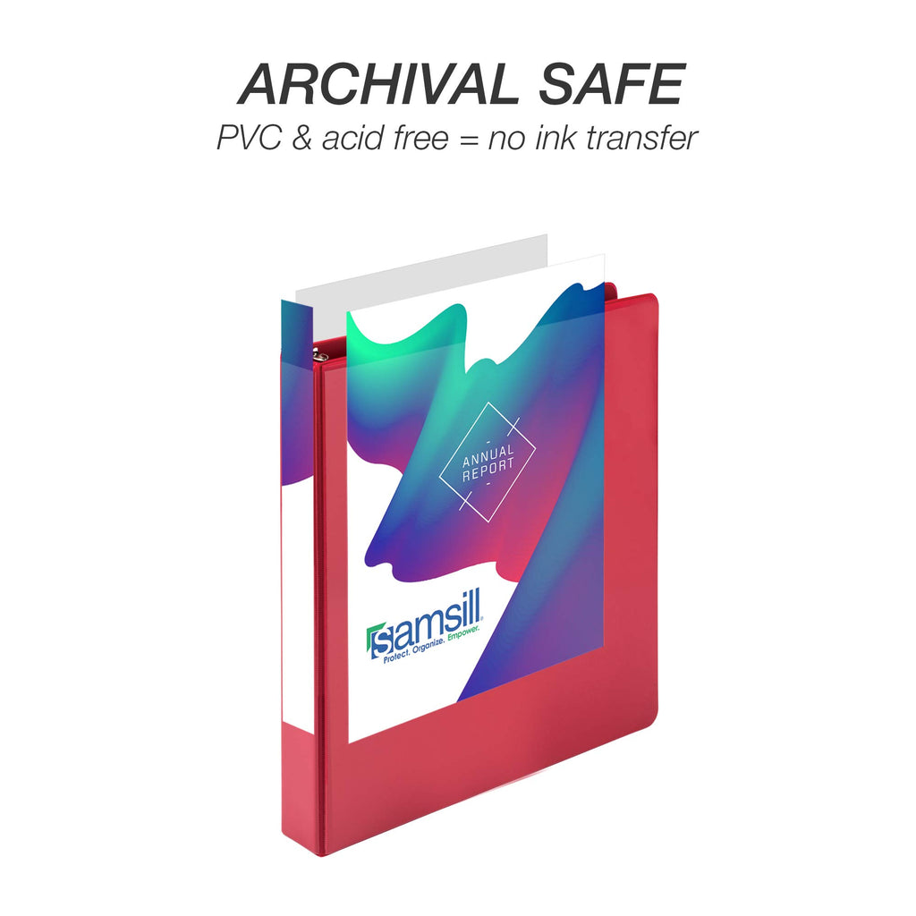 Samsill Durable 1 inch 3 Ring Binder, Made in USA, D Ring Binder, FSC 100% Recycled Chipboard, Red, 12 Pack