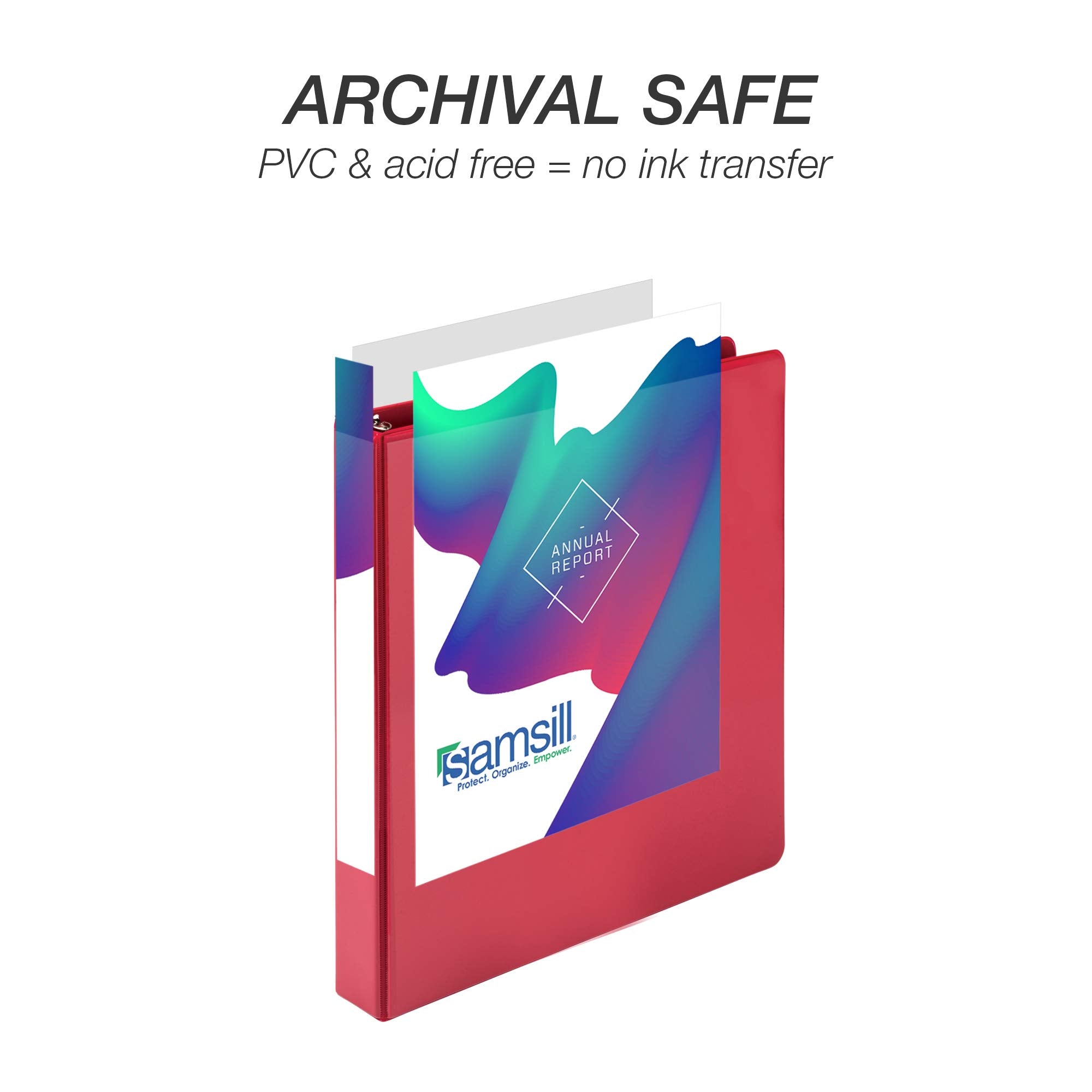 Samsill Durable 1 inch 3 Ring Binder, Made in USA, D Ring Binder, FSC 100% Recycled Chipboard, Red, 12 Pack