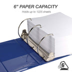 Samsill Durable 6 inch 3 Ring Binder, Locking D Ring Binder, Customizable Clear View Cover, Blue, Holds 1225 Pages