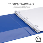 Samsill 1 Inch 3 Ring Binders, Economy Round Ring, Clear View Cover, 200 Sheet Capacity - for School, Home, Office - Blue, 12 Pack