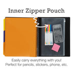 Samsill 2 Pack Deluxe 24 Pocket Spiral Project Organizer with Inner Zipper Pouch, Customizable Front Cover, 12 Dividers with Erasable Write-On Tabs in Fashion Colors, Plastic Folders with Pockets