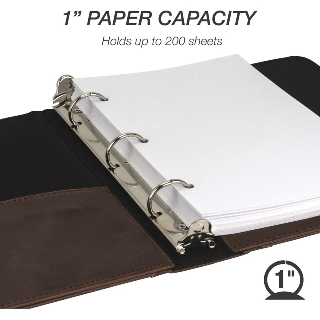 Samsill Vintage Leather Mini 3 Ring Binder 1 Inch Round Ring (Holds 200 Sheets), 5.5 x 8.5 Inch Documents, Professional Organizer, Planner, Notebook, Brown