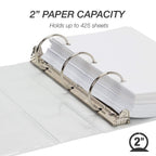 Samsill Durable 2 Inch Mini 3 Ring Binder, Round Ring Binder, Holds 5.5 x 8.5 Inch Documents, Customizable Cover, 2" Mini View Binder, White, Single