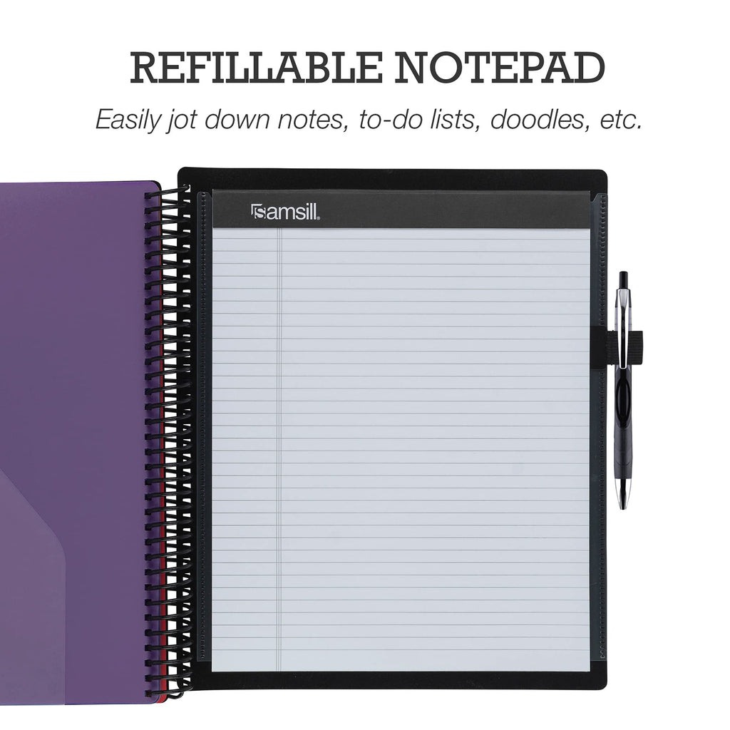 Samsill Spiral Folder Organizer - 12 Dividers & 24 Pockets with Notepad Holder, Multi Pocket Color Cordinated Folder Binder with Customizable Tabs, Document Organizer (Fashion)