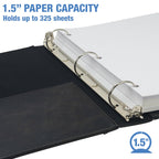 Samsill Vintage Leather 3 Ring Binder, Leather Organizer, Planner, 1.5 Inch, Letter Size 8.5 x 11, No Zipper, Black