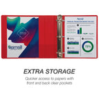 Samsill Durable 3 inch 3 Ring Binder, D Ring Binder, 100% Recycled Chipboard, Red