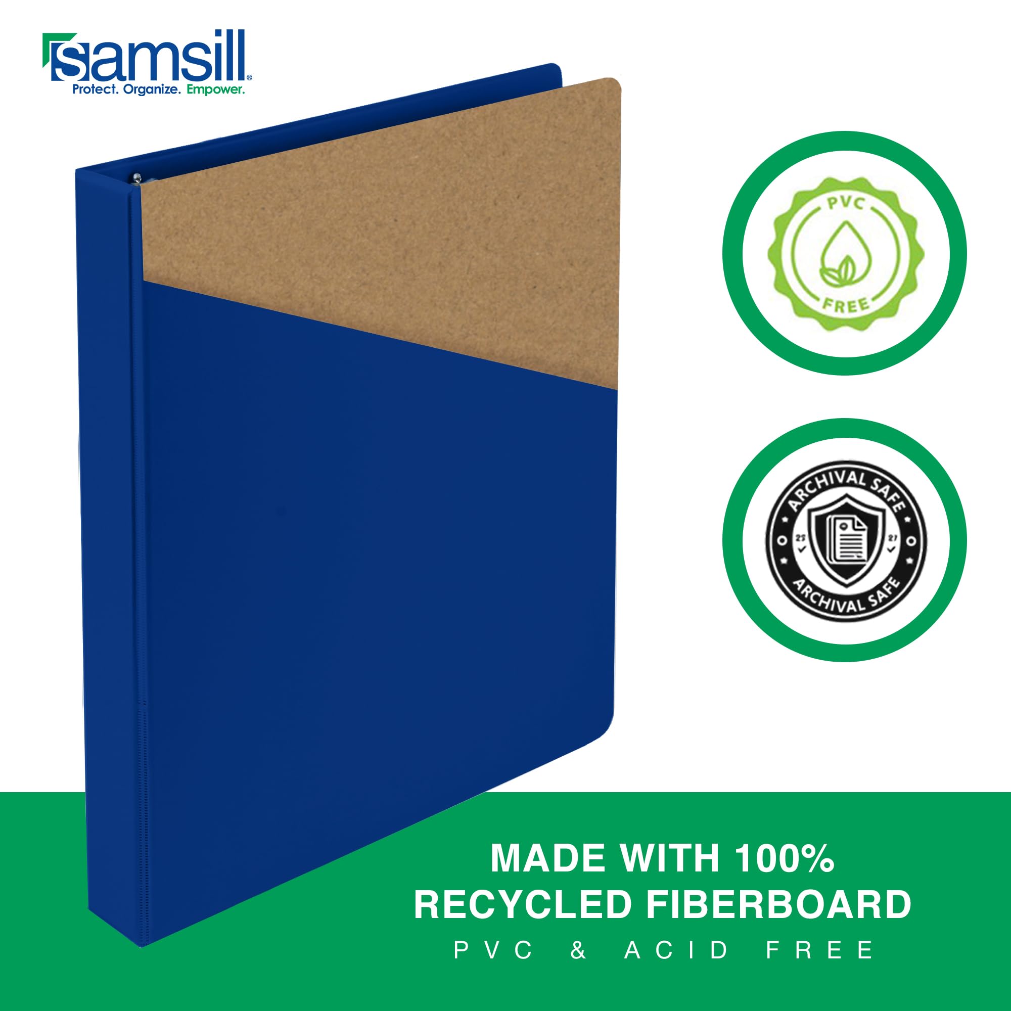 Samsill 2 Inch 3 Ring Binders, Made in USA, Economy Round Ring, Clear View Cover, 425 Sheet Capacity - for School, Home, Office - Blue, 4 Pack
