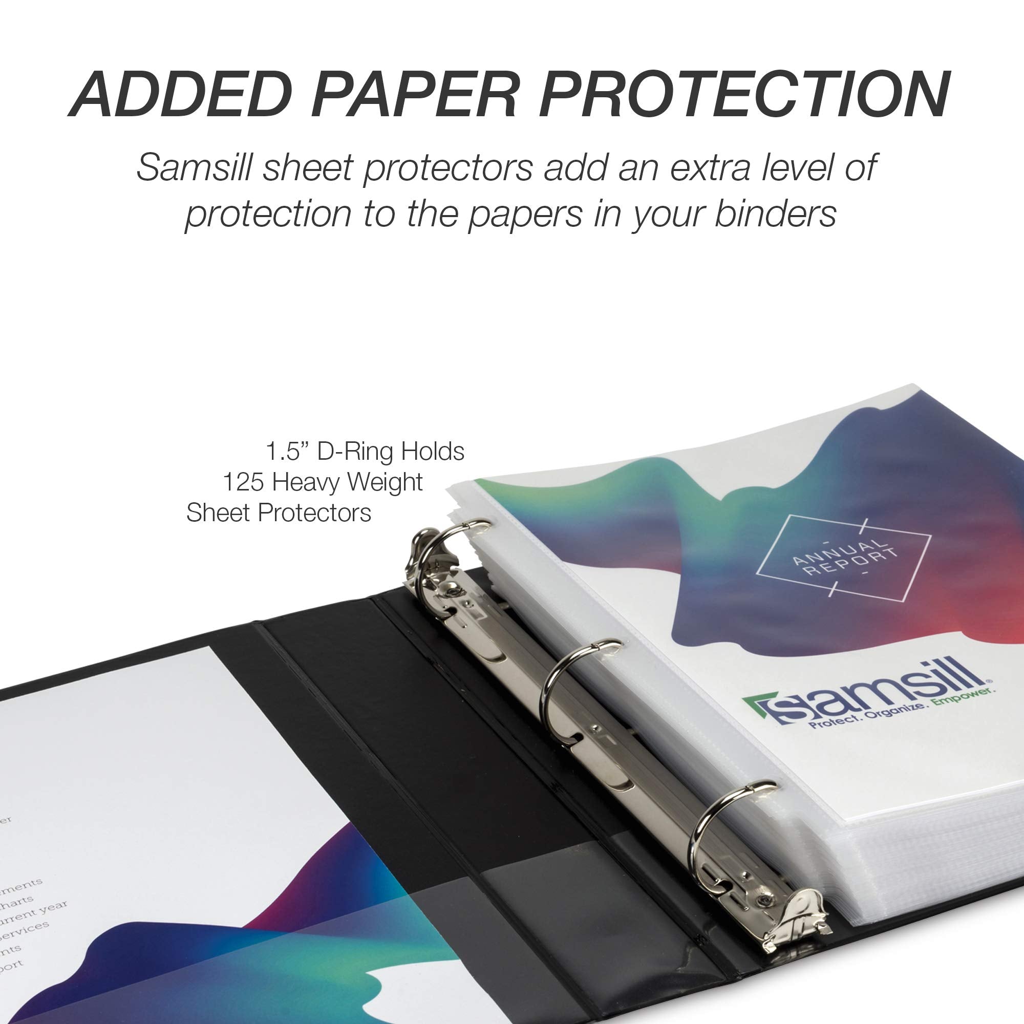 Samsill Durable 1.5 inch 3 Ring Binder, Made in USA, D Ring Binder, 100% Recycled Chipboard, Black, 12 Pack