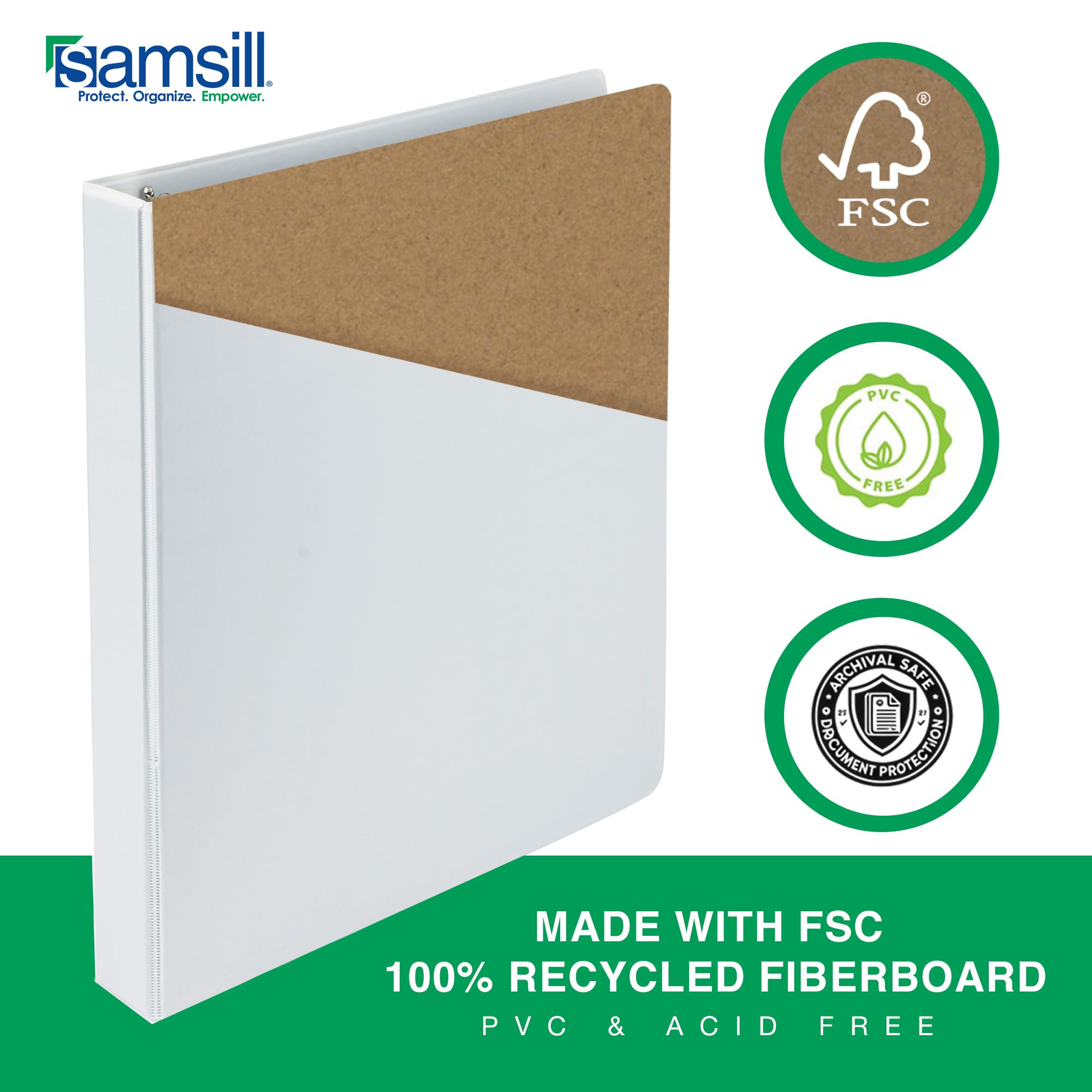 Samsill 1 Inch 3 Ring Binders, Economy Round Ring, Clear View Cover, 200 Sheet Capacity - for School, Home, Office - White, 24 Pack