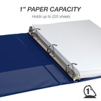 Samsill Durable 1 inch 3 Ring Binder, Made in USA, D Ring Binder, 100% Recycled Chipboard, Blue, 12 Pack