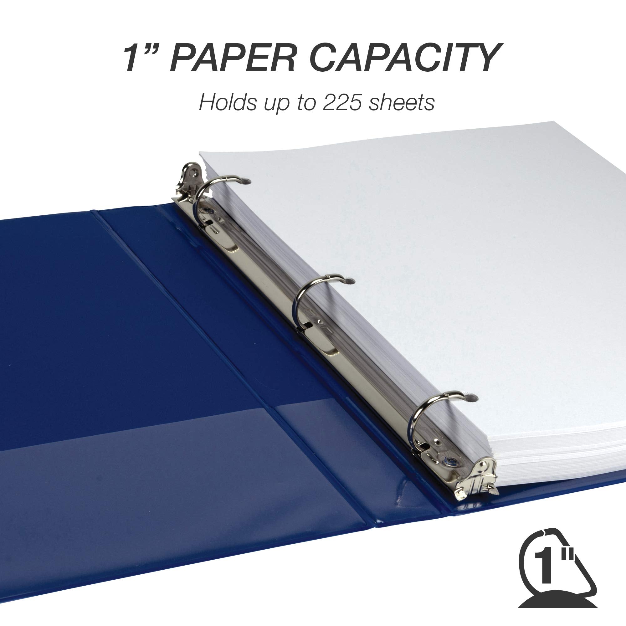 Samsill Durable 1 inch 3 Ring Binder, Made in USA, D Ring Binder, 100% Recycled Chipboard, Blue, 12 Pack