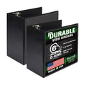 Samsill Durable 6 inch 3 Ring Binder, Locking D Ring Binder, Customizable Clear View Cover, Black, 2-Pack, Holds 1225 Pages