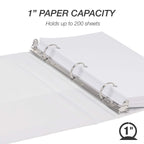 Samsill Economy 1 Inch Mini 3 Ring Binder, Round Ring Binder, Holds 5.5 x 8.5 Inch Documents, Customizable Cover, 1" View, 6-Pack, White