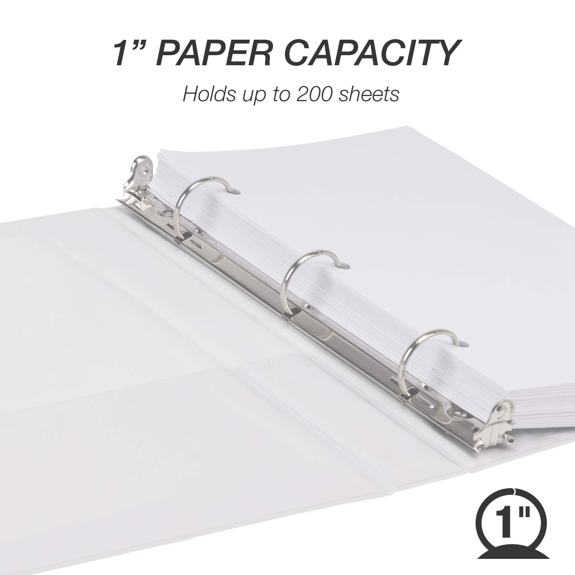 Samsill Economy 1 Inch Mini 3 Ring Binder, Round Ring Binder, Holds 5.5 x 8.5 Inch Documents, Customizable Cover, 1" View, 6-Pack, White
