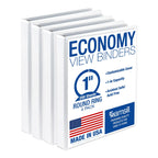 Samsill 1 Inch 3 Ring Binders, Made in USA, Economy Round Ring, Clear View Cover, 200 Sheet Capacity - for School, Home, Office - White, 4 Pack