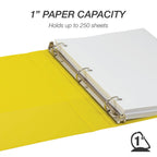 Samsill Durable 1 inch 3 Ring Binder, Made in USA, D Ring Binder, 100% Recycled Chipboard, Yellow, 12 Pack